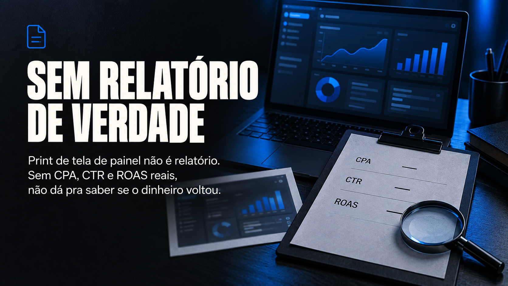 Sem relatório de verdade: sem CPA, CTR e ROAS reais, não dá pra saber se o dinheiro voltou